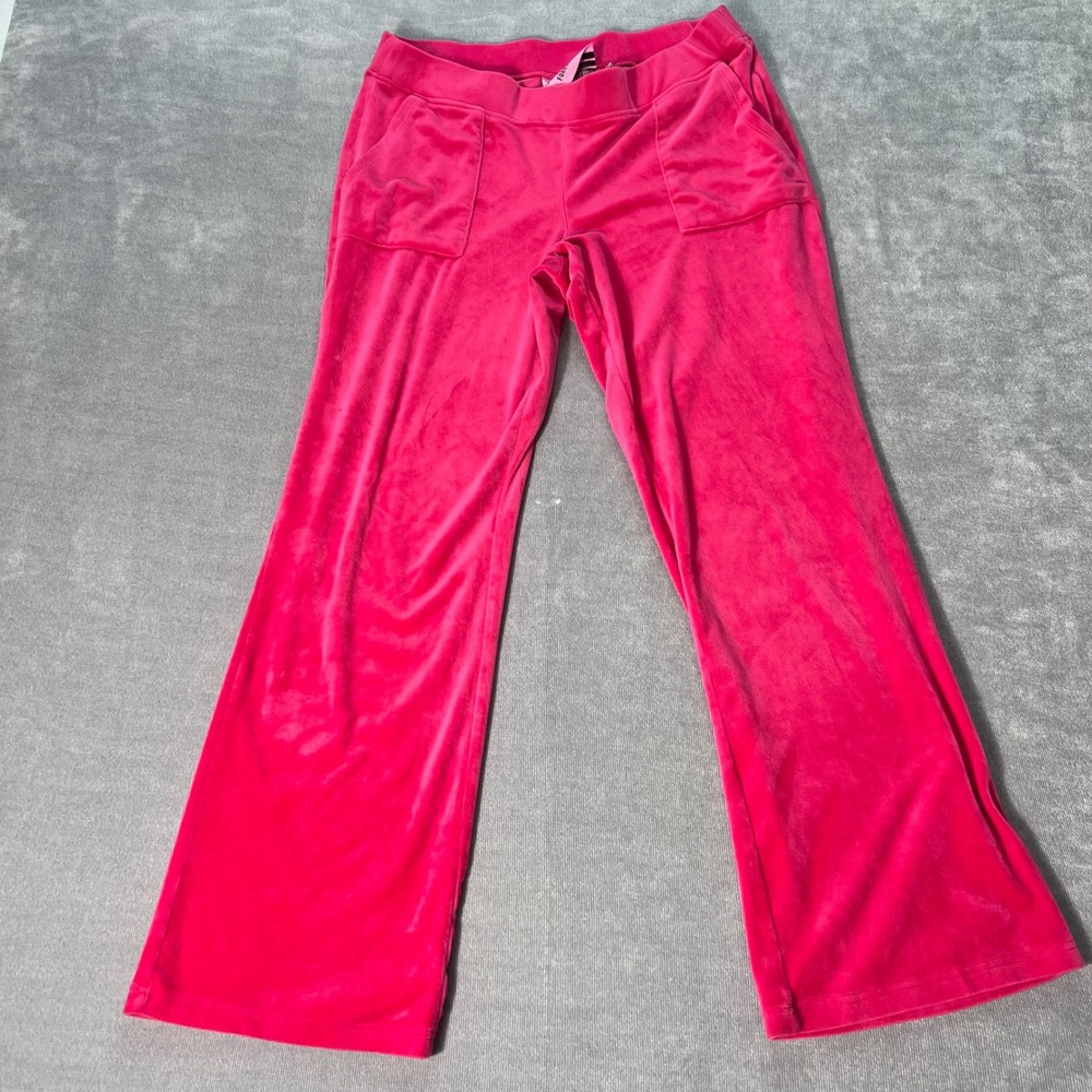Juicy Couture Forever 21 Pink Velour Rhinestone Logo Track Pants Womens Large‎